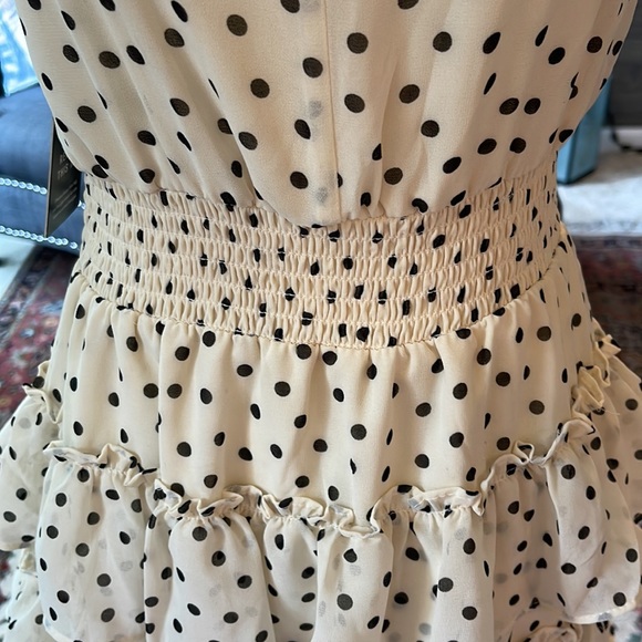 Express Black and Cream Polka-dot Dress - Picture 4 of 7